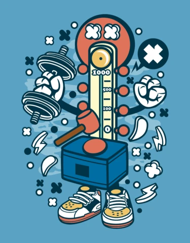Hitting Hammer Cartoon Character Poster Design Template