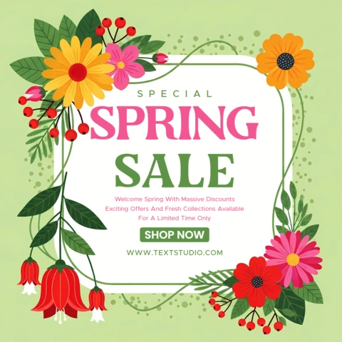 Spring Sale Floral Design Template for Promotional Flyers
