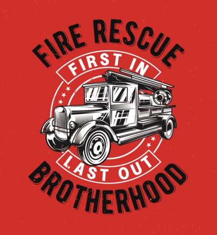 Vintage Fire Rescue Truck Brotherhood T-Shirt Design Template