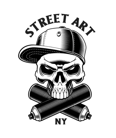 Graffiti Skull With Spray Cans T-Shirt Design Template