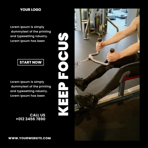 Minimalist Gym Center Ad Instagram Post Design Template