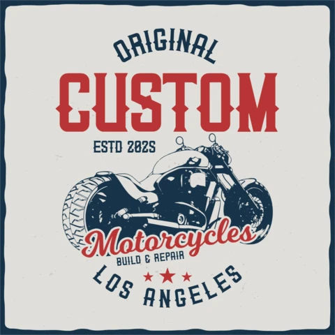 Modelo de design de camiseta vintage personalizada original de motocicleta