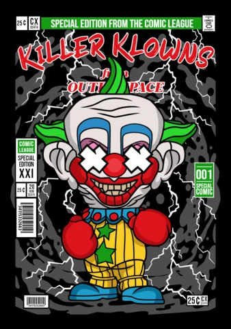 Killer Klowns Cartoon Character Magazine Cover Design Template