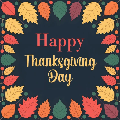 Minimalist Thanksgiving Day Greeting Card Template with Leaf Design