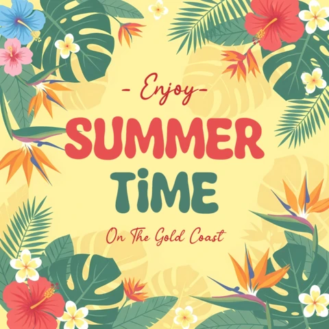 Tropical Summer Time Holiday Greeting Card Template