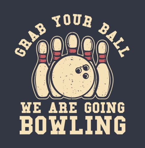 Bowling Ball And Pin Vintage T-shirt Design Template