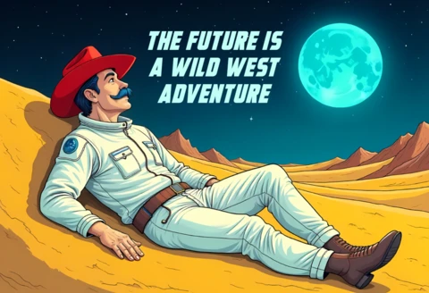 Modèle de conception de l'aventure du Far West pour les thèmes futuristes