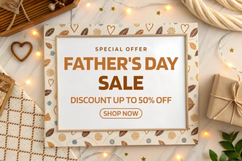 Festive Father's Day Sale Template - Modern Design with Nature-Inspired Elements