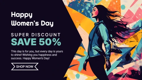Street Art Stylized Women's Day Design for Marketing Template