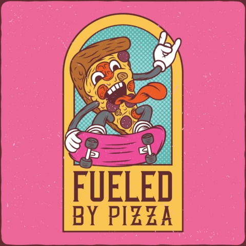 Modello di maglietta con personaggio divertente della pizza