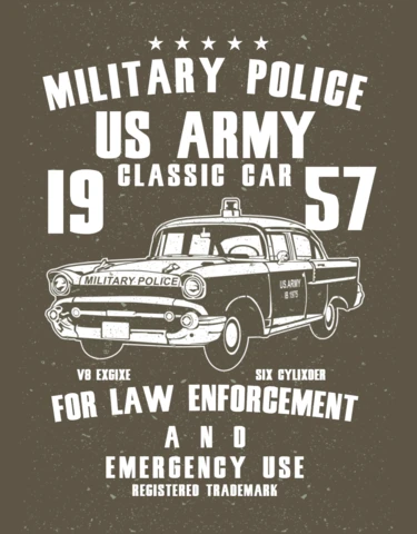 US Army Classic Car Vintage T-shirt Design Template