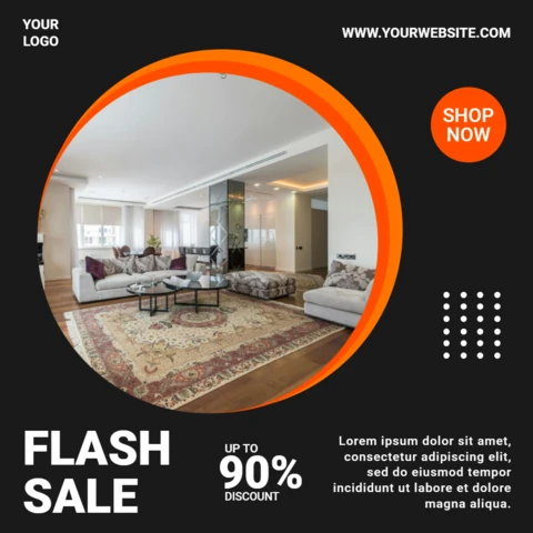 Black And Orange Circle Ad Social Media Post Design Template