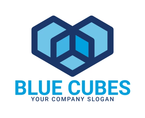 Modèle de logo pour le cube bleu