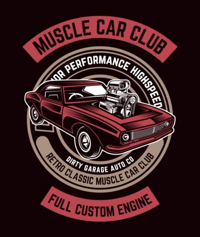 Muscle Car Club T-Shirt Design Template
