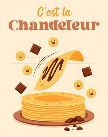 Chandeleur Pancake Design Template for Festive Greeting Cards