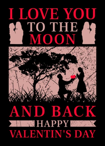 Romantic Silhouette Design Template for Valentine's Day - I Love You to The Moon and Back