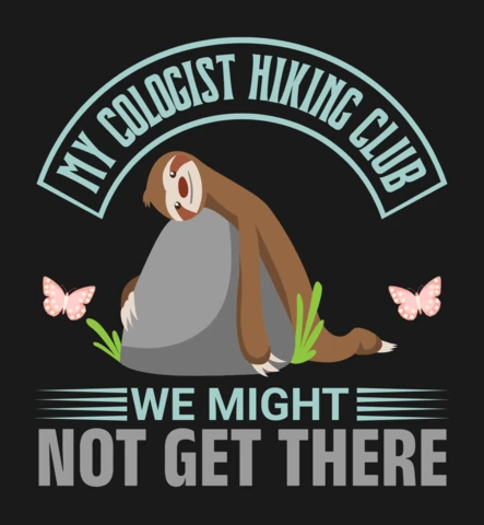 Mycologist Hiking Club Sloth T-Shirt Design Template