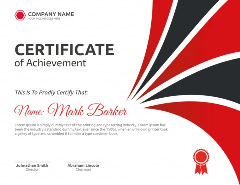 Modelo de design de postagem de certificado de conquista de funcionário corporativo moderno e abstrato