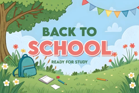 Back to School Design Template with Backpack for Educational Flyers
