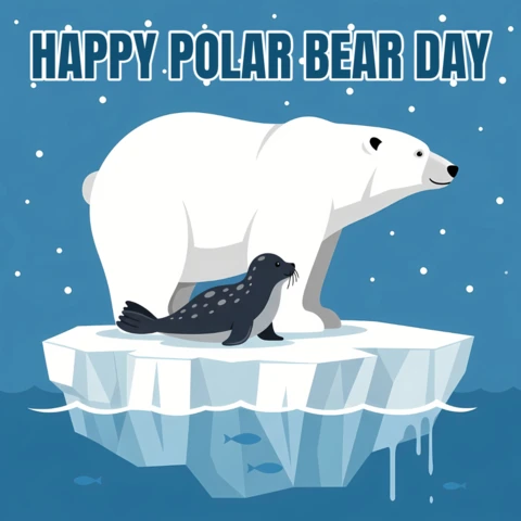 Polar Bear Day Celebration Design Template for Greeting Cards
