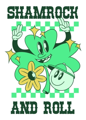Szablon graficzny Shamrock and roll do druku na koszulkach
