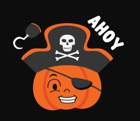 Ahoy Pumpkin Pirate T-Shirt Design Template