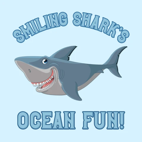 Smiling Shark's Ocean Fun Design Template - Playful Cartoon Style