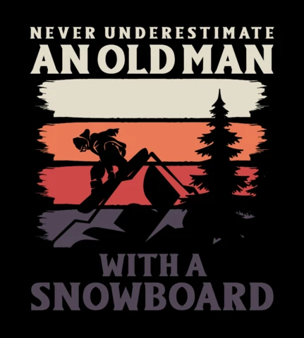 Never Underestimate An Old Man With Snowboard T-Shirt Design Template