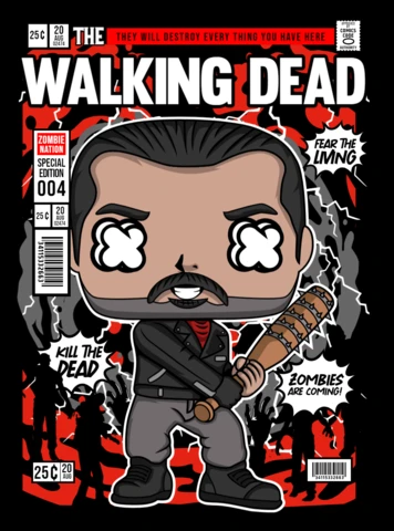 Modelo de design de capa de revista do personagem de desenho animado The Walking Dead