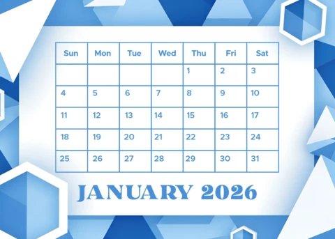 Geometric Blue Calendar Template Design for 2026 Planner