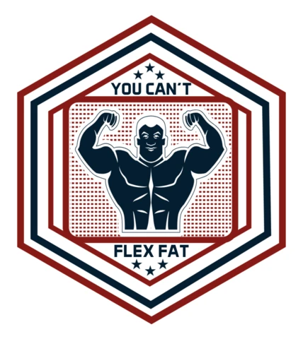Plantilla de diseño de logotipo de fitness vintage: no puedes flexionar la grasa