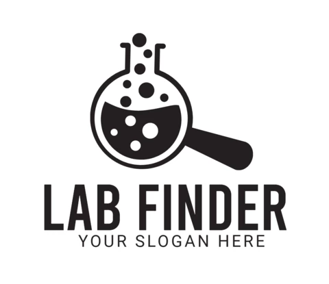 Plantilla de diseño de logotipo de buscador de laboratorio