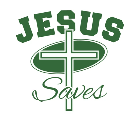 Modelo de design gráfico Jesus salva com cruz e tipografia em negrito