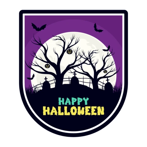 Happy Halloween Cemetery Badge T-shirt Design Template