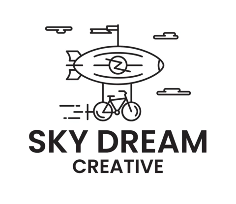 Modelo de design de logotipo de dirigível de sonho no céu