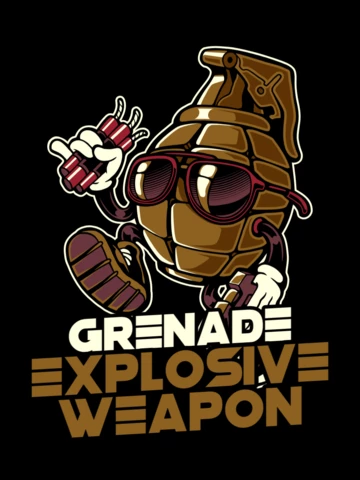 Grenade Explosive Weapon T-shirt Design Template