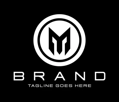 Lettera m spartan helmet logo design template