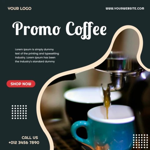 Coffee Shop Promotional Social Media Post Design Template