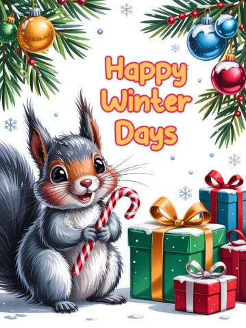 Winter eekhoorn ontwerp sjabloon voor kerstgroetkaarten