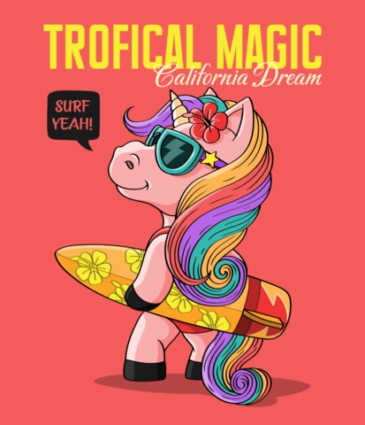 Tropical Magic Unicorn Surf Design Template for Fun Summer Vibes