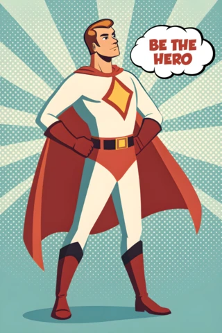 Design template per poster in stile fumetto vintage eroico