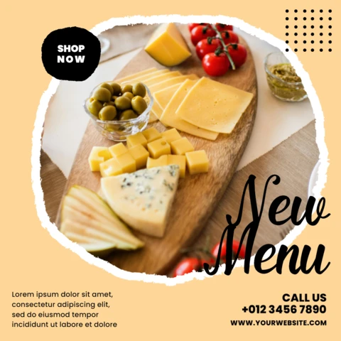 Okrągły, wizualny szablon reklamy restauracji na Instagramie