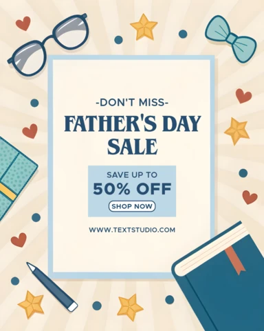 Father's Day Sale Design Template with Playful Elements and Vintage Style