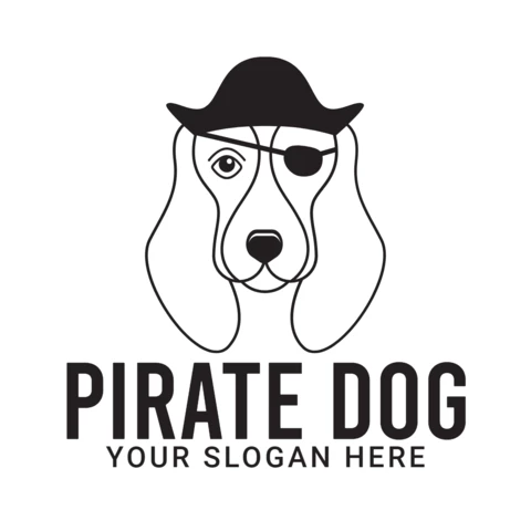 Modèle de conception de logo de chien pirate