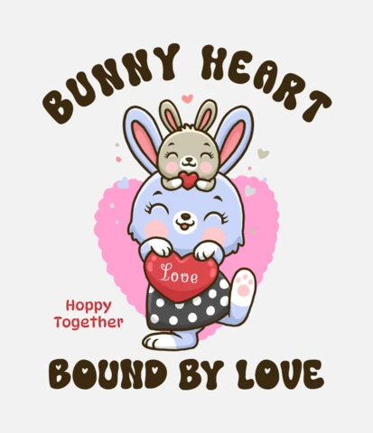 Modèle de dessin d'amour en forme de cœur de lapin pour des œuvres d'art mignonnes et ludiques