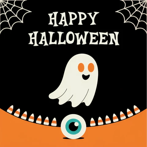 Speelse spook halloween ontwerp sjabloon voor wenskaarten