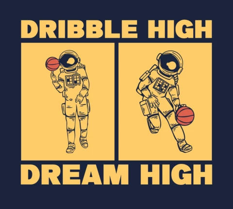 Astronaut Playing Basketball Vintage T-shirt Design Template