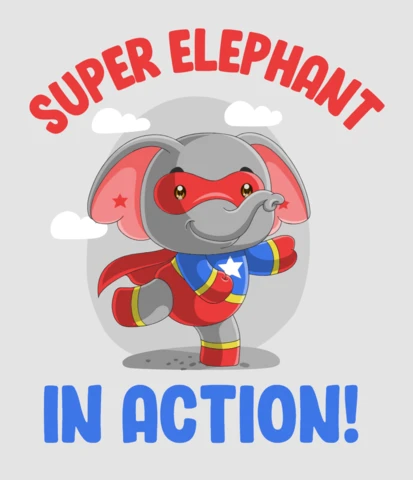Super Elephant Action Design Template for Kids