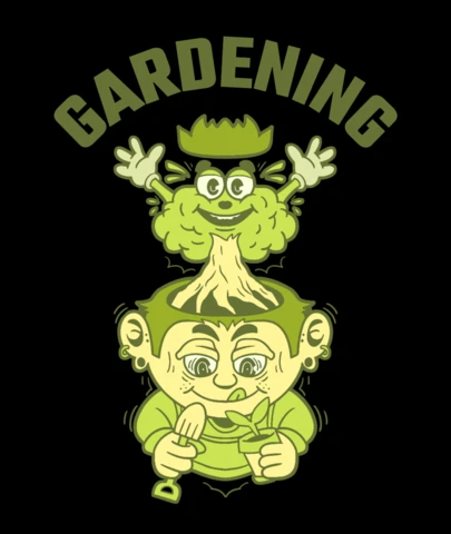 Modèle de design de t-shirt artistique de jardinage fantaisiste nourrissant la nature et la créativité