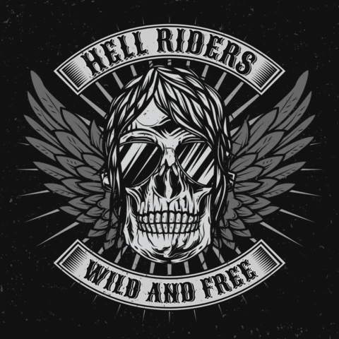 Motorcycle Biker's Skull T-Shirt Design Template